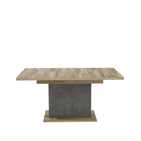 Kulissentisch >RICCIANO< ausziehbar bis 200cm, Betonoptik / Stabeiche - 160/200x76,4x90cm B/H/T