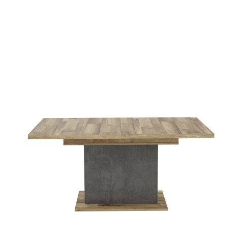 Kulissentisch >RICCIANO< ausziehbar bis 200cm, Betonoptik / Stabeiche - 160/200x76,4x90cm B/H/T