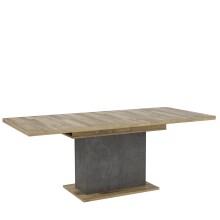 Kulissentisch >RICCIANO< ausziehbar bis 200cm, Betonoptik / Stabeiche - 160/200x76,4x90cm B/H/T