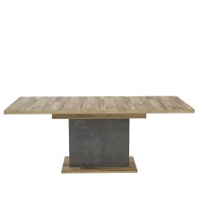 Kulissentisch >RICCIANO< ausziehbar bis 200cm, Betonoptik / Stabeiche - 160/200x76,4x90cm B/H/T