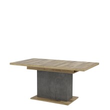 Kulissentisch >RICCIANO< ausziehbar bis 200cm, Betonoptik / Stabeiche - 160/200x76,4x90cm B/H/T