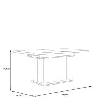 Kulissentisch >RICCIANO< ausziehbar bis 200cm, Betonoptik / Stabeiche - 160/200x76,4x90cm B/H/T