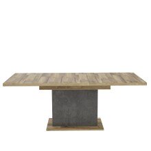 Kulissentisch >RICCIANO< ausziehbar bis 200cm, Betonoptik / Stabeiche - 160/200x76,4x90cm B/H/T