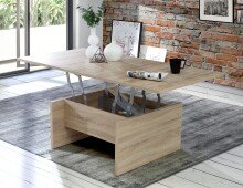 Couchtisch >BELEMIR< ausklappbar bis 160cm, Sonoma Eiche Dekor -  80/160x47/74x80cm (B/H/T)