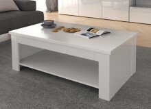 Couchtisch >Duro< aufklappbar 76,3cm, weiss glänzend - 110x45,2/67,3x65cm (B/H/T)