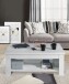 Couchtisch >Duro< aufklappbar 76,3cm, weiss glänzend - 110x45,2/67,3x65cm (B/H/T)