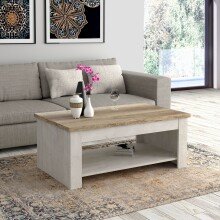 Couchtisch >Duro< aufklappbar 76,3cm, Pinie weiss /...