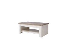 Couchtisch >Duro< aufklappbar 76,3cm, Pinie weiss / Eiche - 110x45,2/67,3x65cm (B/H/T)