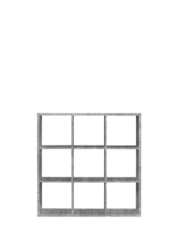Raumteilerregal >MAURO< 9 Fächer, Betonoptik Lichtgrau - 107,2x107,3x32,9cm (BxHxT)