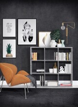 Raumteilerregal >MAURO< 9 Fächer, Betonoptik Lichtgrau - 107,2x107,3x32,9cm (BxHxT)