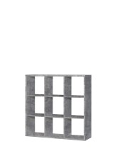 Raumteilerregal >MAURO< 9 Fächer, Betonoptik Lichtgrau - 107,2x107,3x32,9cm (BxHxT)