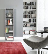 Raumteilerregal >MAURO< 4 Fächer, in Betonoptik Lichtgrau - 38,2x141,8x32,9cm (BxHxT)