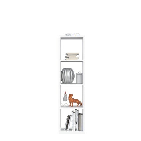 Raumteilerregal >MAURO< 4 Fächer, in Weiss  - 38,2x141,8x32,9cm (BxHxT)