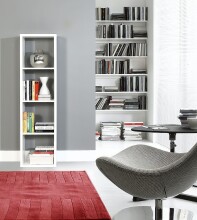 Raumteilerregal >MAURO< 4 Fächer, in Weiss  - 38,2x141,8x32,9cm (BxHxT)