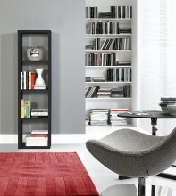 Raumteilerregal >MAURO< 4 Fächer, in Schwarz  - 38,2x141,8x32,9cm (BxHxT)