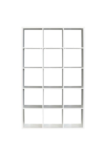 Raumteilerregal >MAURO< 15 Fächer, in Weiss  - 107,2x176,3x32,9cm (BxHxT)