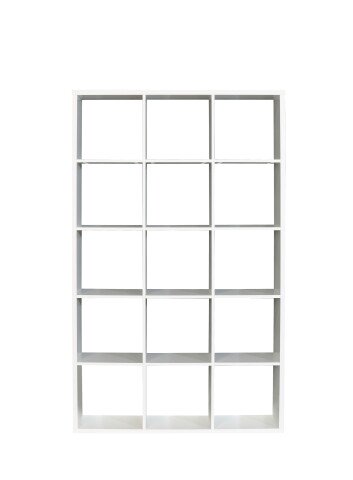 Raumteilerregal >MAURO< 15 Fächer, in Weiss  - 107,2x176,3x32,9cm (BxHxT)