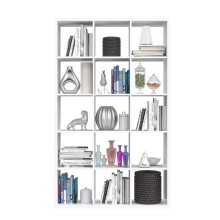 Raumteilerregal >MAURO< 15 Fächer, in Weiss  - 107,2x176,3x32,9cm (BxHxT)