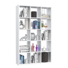 Raumteilerregal >MAURO< 15 Fächer, in Weiss  - 107,2x176,3x32,9cm (BxHxT)