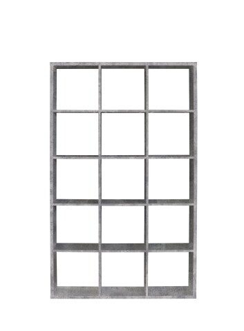 Raumteilerregal >MAURO< 15 Fächer, in Betonoptik Lichtgrau - 107,2x176,3x32,9cm (BxHxT)