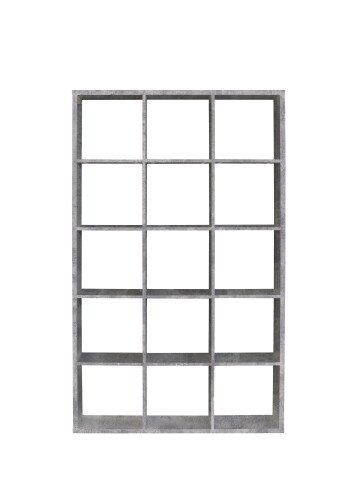 Raumteilerregal >MAURO< 15 Fächer, in Betonoptik Lichtgrau - 107,2x176,3x32,9cm (BxHxT)
