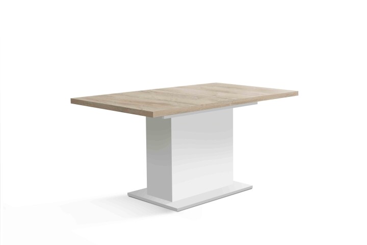 Kulissentisch >ELARA < ausziehbar bis 200cm, Weiss / Bianco Eiche - 160/200x76,4x90cm (BxHxT)