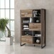 Regal >HUD< 3 Türen, Stabeiche / Betonoptik Dunkelgrau - 94,1x151,5x41,5cm (BxHxT)