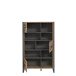 Regal >HUD< 3 Türen, Stabeiche / Betonoptik Dunkelgrau - 94,1x151,5x41,5cm (BxHxT)