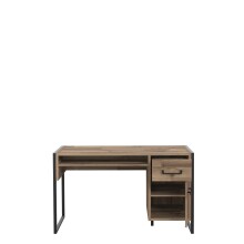 Schreibtisch >HUD< 1 Tür, 1 Schublade, Stabeiche Dekor - 129,4x74,7x60,2cm (BxHxT)