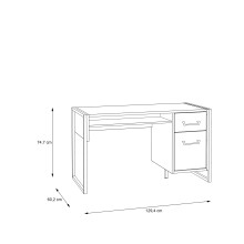 Schreibtisch >HUD< 1 Tür, 1 Schublade, Stabeiche Dekor - 129,4x74,7x60,2cm (BxHxT)
