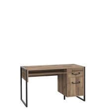 Schreibtisch >HUD< 1 Tür, 1 Schublade, Stabeiche Dekor - 129,4x74,7x60,2cm (BxHxT)