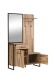 Kompaktgarderobe >HUD< Spiegel, Türen, Schublade, Stabeiche Dekor - 114,1x199,9x41,5cm B/H/T