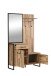 Kompaktgarderobe >HUD< Spiegel, Türen, Schublade, Stabeiche Dekor - 114,1x199,9x41,5cm B/H/T