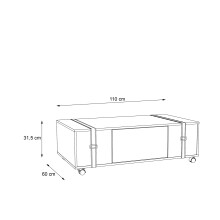 Couchtisch >FOBYA< rollbar, Schublade, in Old – Wood Vintage  - 110x35,6x60,2cm (BxHxT)