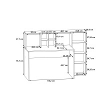 Schreibtisch >ERIADU< 10 Fächer, 1 Tür, in Sonoma Eiche / Weiss - 158x116x60cm (BxHxT)