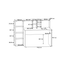 Schreibtisch >ERIADU< 10 Fächer, 1 Tür, in Sonoma Eiche / Weiss - 158x116x60cm (BxHxT)