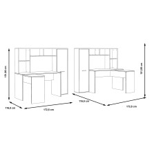 Eckschreibtisch >ERIADU< 8 Fächer, 1 Tür, Artisan Eiche / Weiss - 173x152x116cm (BxHxT)