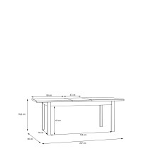 Kulissentisch >SAITAMA< ausziehbar bis 207cm, Eiche / Secret grey - 160,4/207x76,6x90cm BxHxT