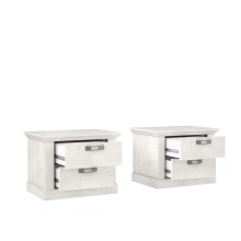 Nachttisch >KASHMIR< (2er-Set) in Pinie Weiss - 67,2x48,9x45,1cm (BxHxT)