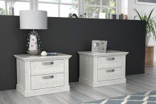 Nachttisch >KASHMIR< (2er-Set) in Pinie Weiss -...