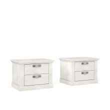 Nachttisch >KASHMIR< (2er-Set) in Pinie Weiss - 67,2x48,9x45,1cm (BxHxT)