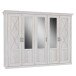Drehtürenschrank >KASHMIR< 5 Türen, 6 Böden, Spiegel, in Pinie Weiss - 268,3x204,9x65cm (BxHxT)