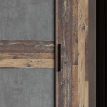 Kleiderschrank >KALIXTUS< Old – Wood Vintage  / Betonoptik Dunkelgrau - 200x190x61cm (B/H/T)