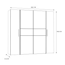Kleiderschrank >KALIXTUS< Old – Wood Vintage  / Betonoptik Dunkelgrau - 200x190x61cm (B/H/T)