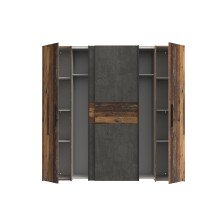 Kleiderschrank >KALIXTUS< Old – Wood Vintage  / Betonoptik Dunkelgrau - 200x190x61cm (B/H/T)