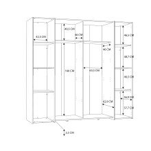 Kleiderschrank >KALIXTUS< Old – Wood Vintage  / Betonoptik Dunkelgrau - 200x190x61cm (B/H/T)