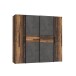 Kleiderschrank >KALIXTUS< Old – Wood Vintage  / Betonoptik Dunkelgrau - 200x190x61cm (B/H/T)