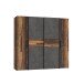 Kleiderschrank >KALIXTUS< Old – Wood Vintage  / Betonoptik Dunkelgrau - 200x190x61cm (B/H/T)