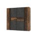 Kleiderschrank >KALIXTUS< Old – Wood Vintage  / Betonoptik Dunkelgrau - 200x190x61cm (B/H/T)