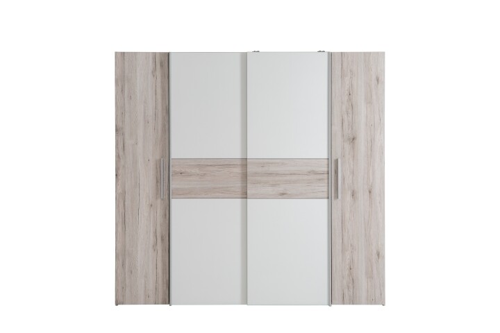 Kleiderschrank >KALIXTUS< 8 Böden, Sandeiche / Weiss - 200,1x190,5x61,6cm (BxHxT)
